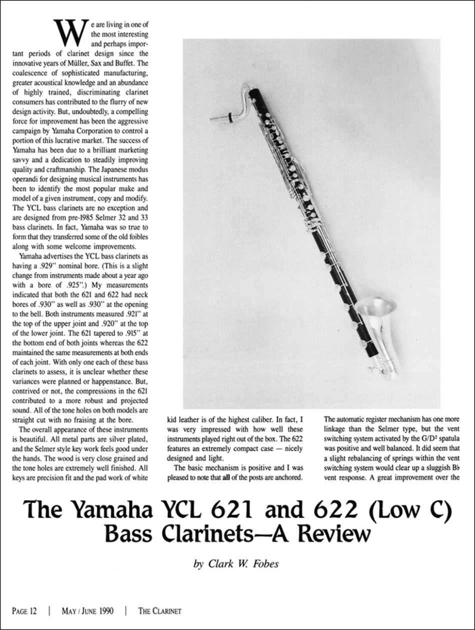 The Yamaha YCL 621 and 622 (Low C) Bass Clarinets - A Review