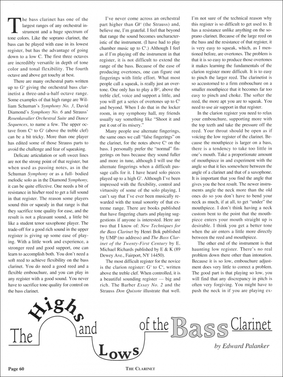 The Highs and Lows of the Bass Clarinet