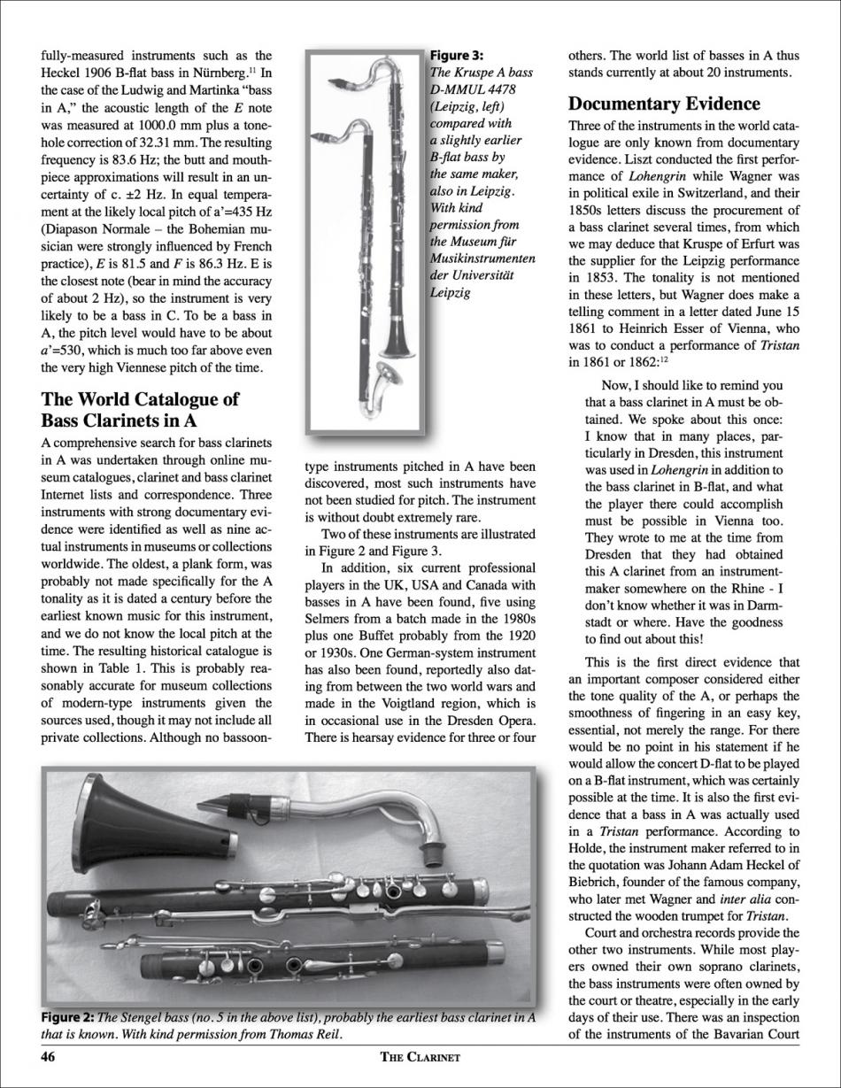 The rise and fall of the Bass Clarinet in A