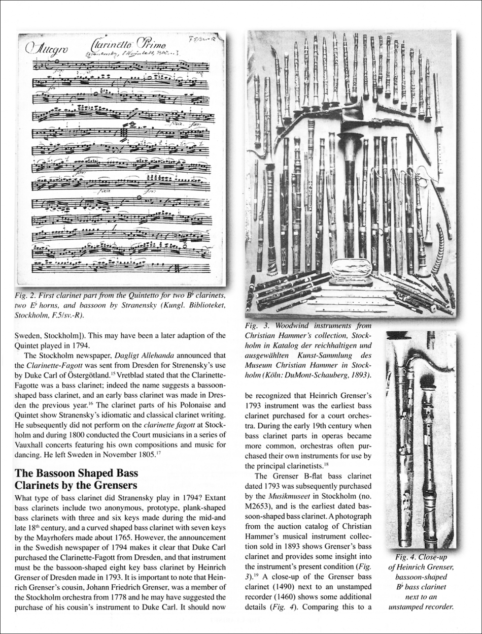The Early Bass Clarinet Music (1794) and the Bass Clarinets by Heinrich and Augu